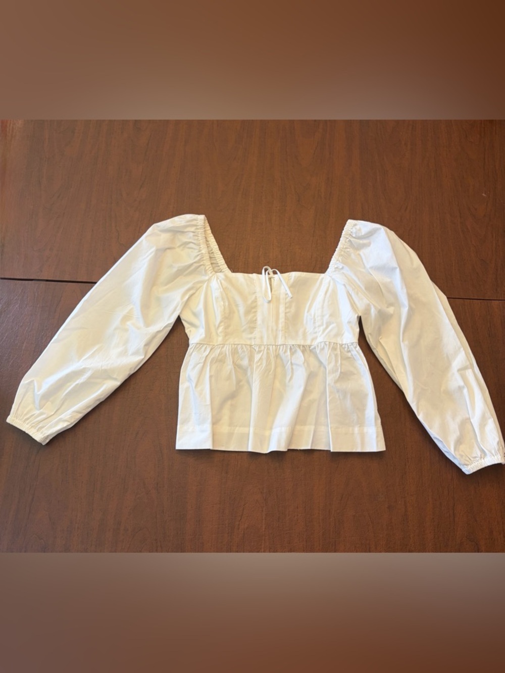 J. Crew White Square-Neck Peasant Blouse with Puff Sleeves